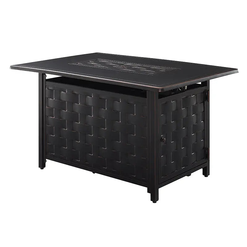 Preston 44' Rectangular Basketweave Aluminum Convertible Gas Fire Pit Table