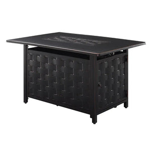 Preston 44' Rectangular Basketweave Aluminum Convertible Gas Fire Pit Table