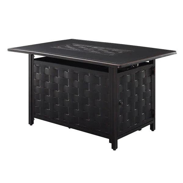 Preston 44' Rectangular Basketweave Aluminum Convertible Gas Fire Pit Table