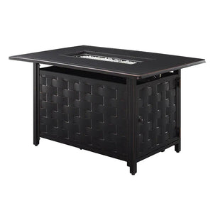 Preston 44' Rectangular Basketweave Aluminum Convertible Gas Fire Pit Table - alternate view