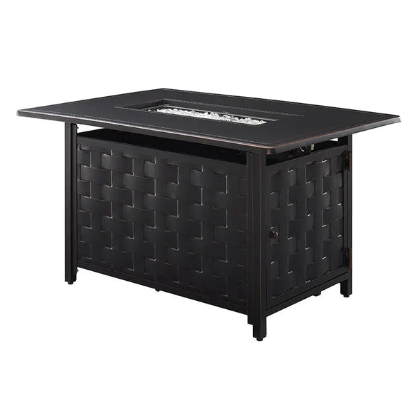 Preston 44' Rectangular Basketweave Aluminum Convertible Gas Fire Pit Table - alternate view