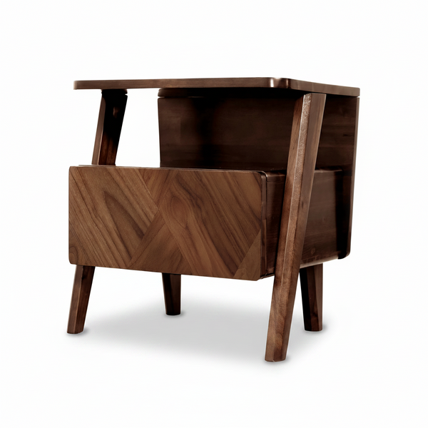 Rum Handcrafted Solid Wood Nightstand