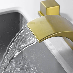 Brushed Gold or Matte Black Or Brushed Nickel Waterfall Bathroom Sink Faucet - side view