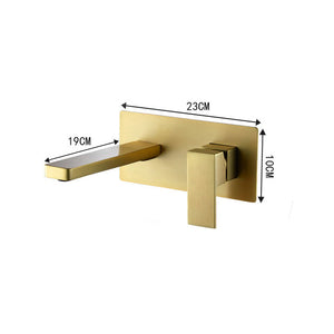 Brushed Gold wall mount bathroom sink basin faucet with pop up drain - side view