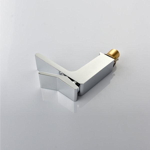 Chrome Single handle bathroom basin faucet with pop up overflow brass drain - detail view