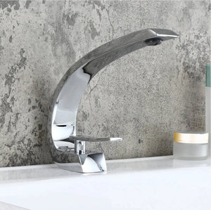 Chrome Bathroom Sink Faucet Single Handle Single Hole Lavatory Faucet with overflow pop up drain - front view