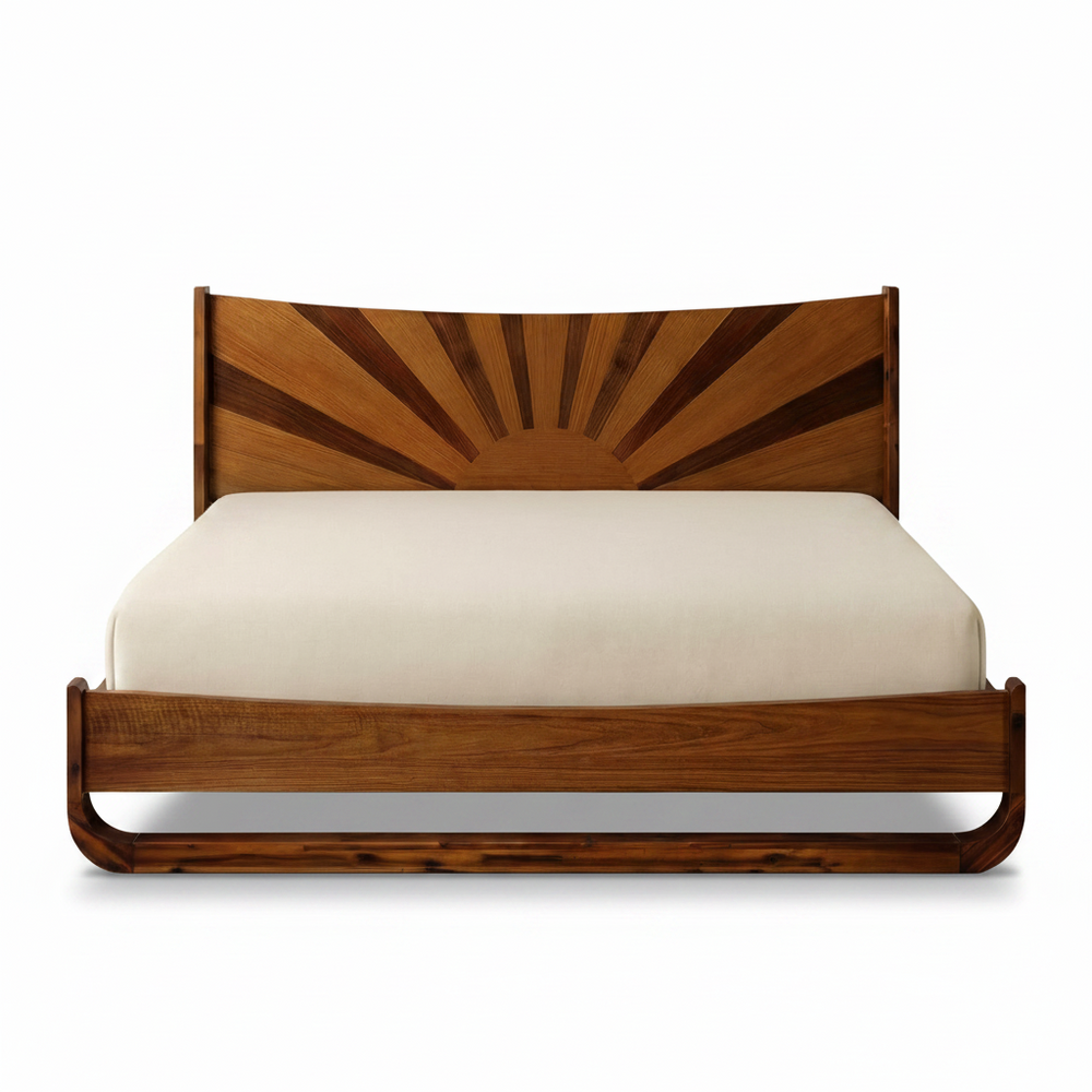 Sunset Solid Wood Bed Frame With Headboard