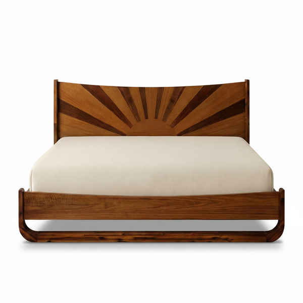 Sunset Solid Wood Bed Frame With Headboard