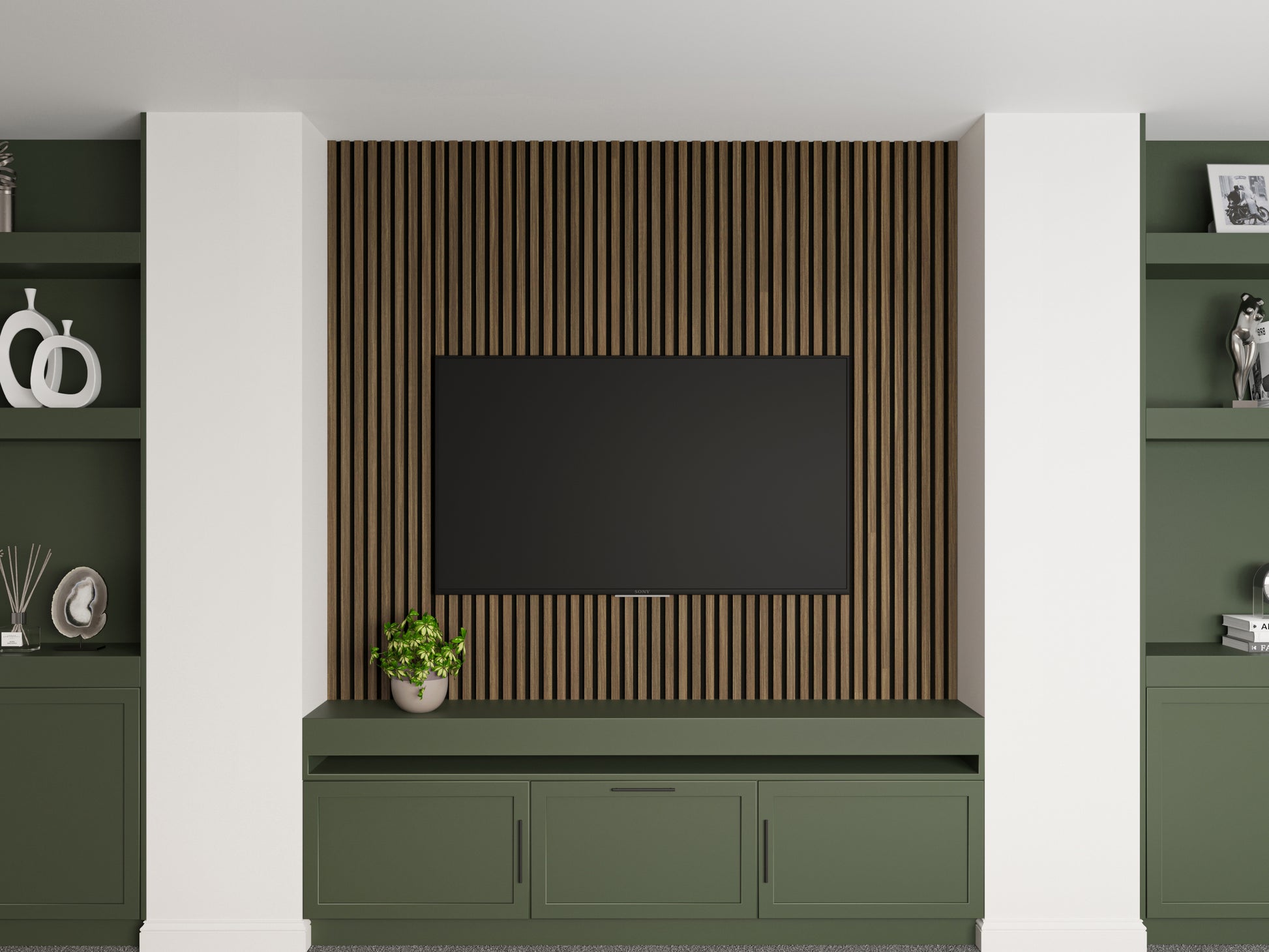 living room smoky oak wood wall panels