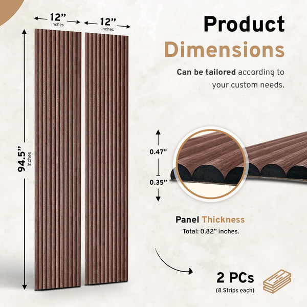 2-Pack Flexible Fluted Wall Panels - Smoked Oak - detail view