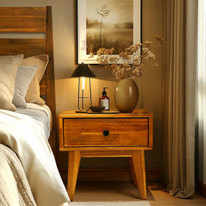 Sofia Solid Wood Nightstand - side view