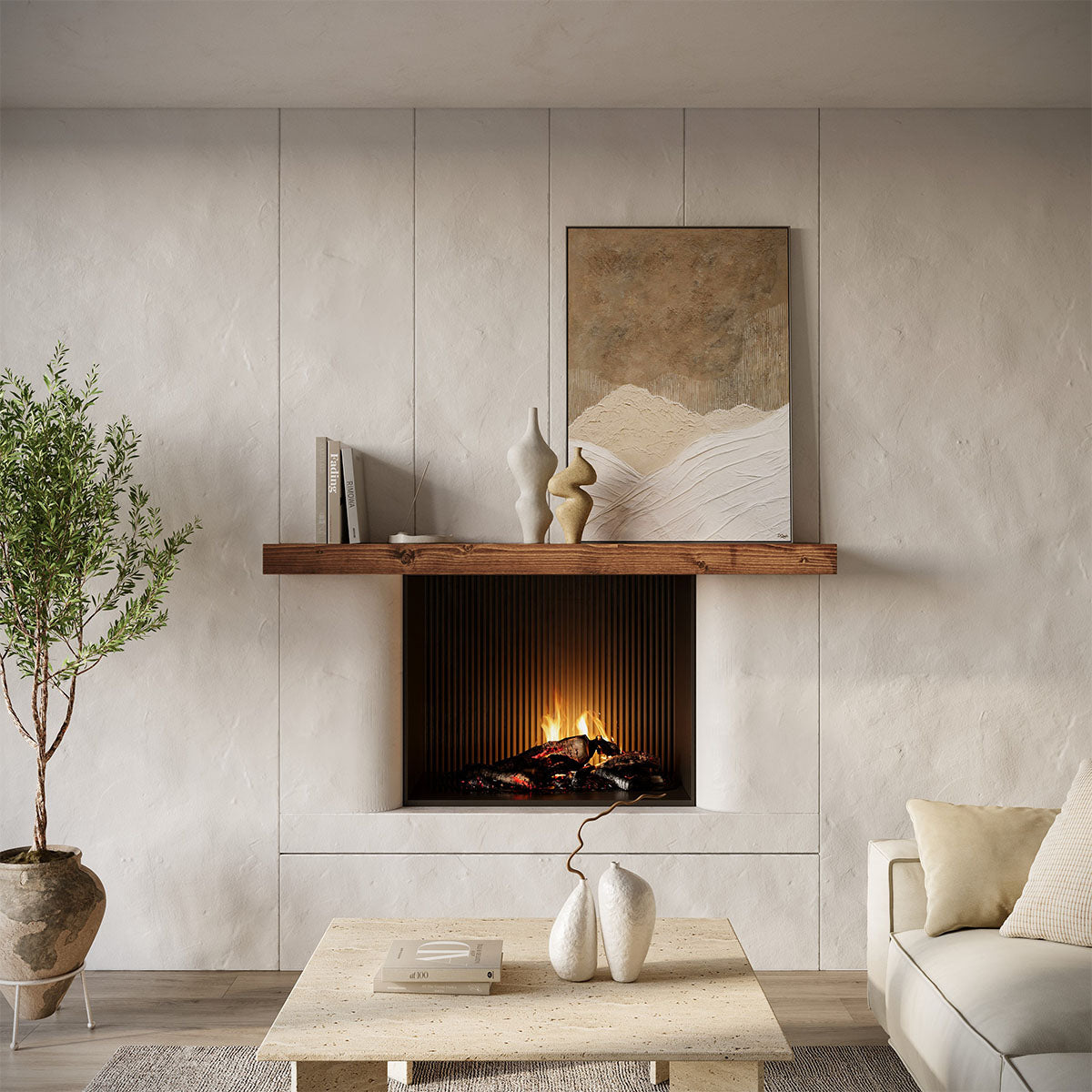 Modern Timber Fireplace Mantel