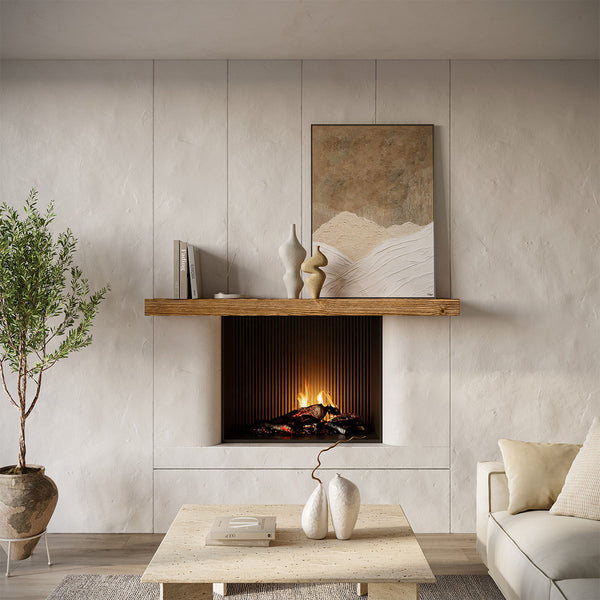 Textured Timber Fireplace Mantel