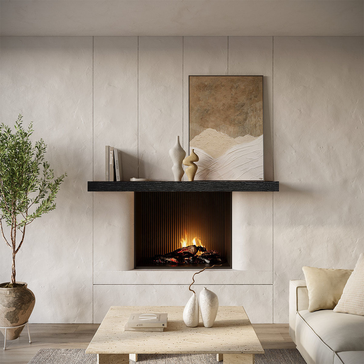 Modern Timber Fireplace Mantel