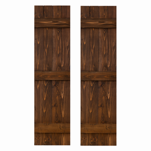 Traditional Board & Batten Exterior Wood Shutters - Cedar - Set of 2