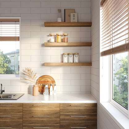 White Oak Kitchen Floating Shelves