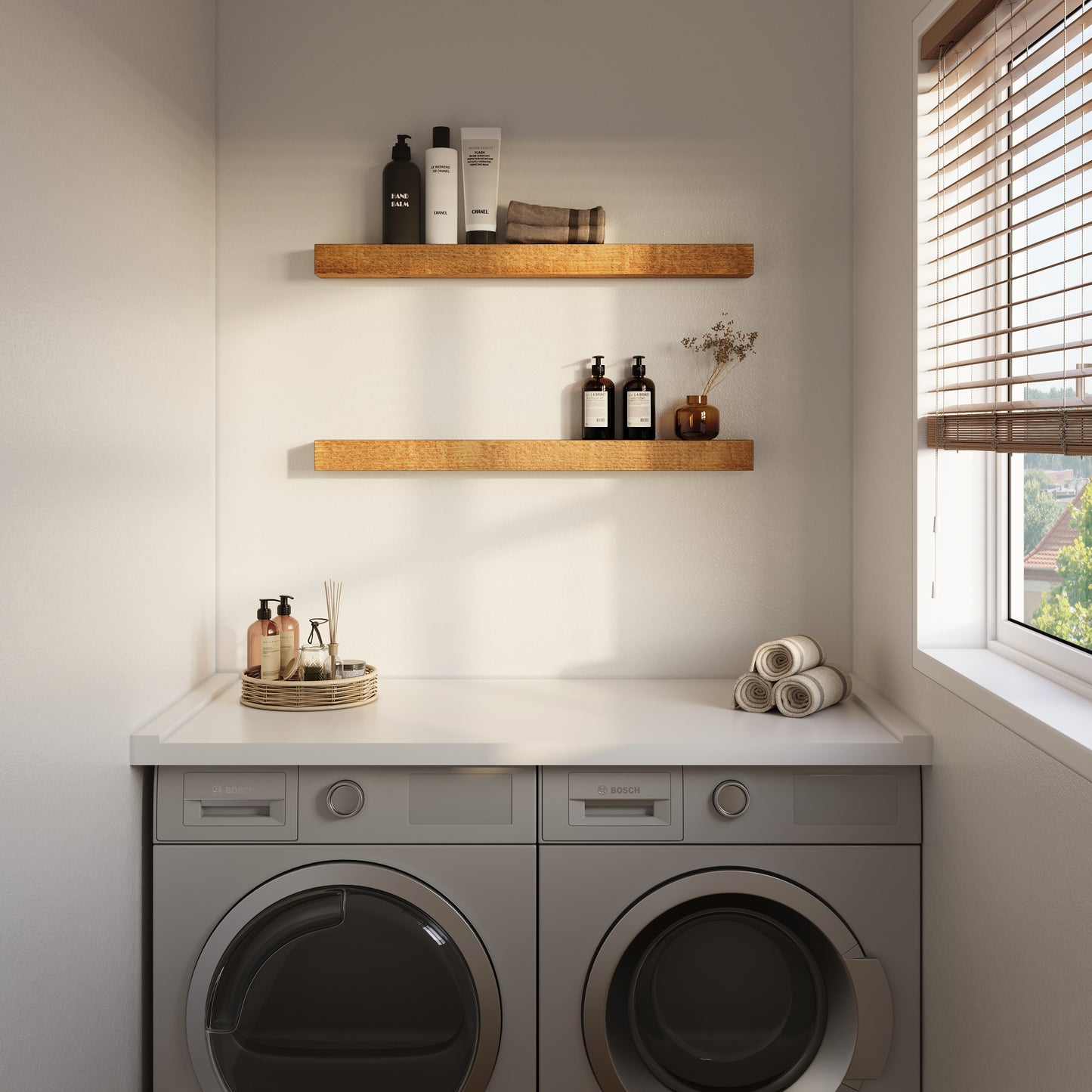 White Pine Kitchen Floating Shelves