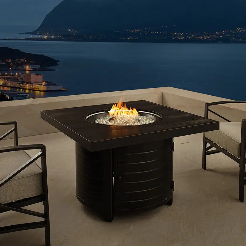 Yorke 40' Square Aluminum Convertible Gas Fire Pit Table