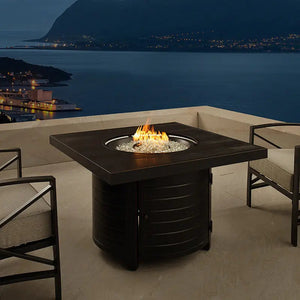 Yorke 40' Square Aluminum Convertible Gas Fire Pit Table - front view