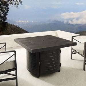 Yorke 40' Square Aluminum Convertible Gas Fire Pit Table - detail view