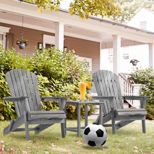 Classic Gray Cedar Wood Lounge Patio Chair Set of 2 - front view