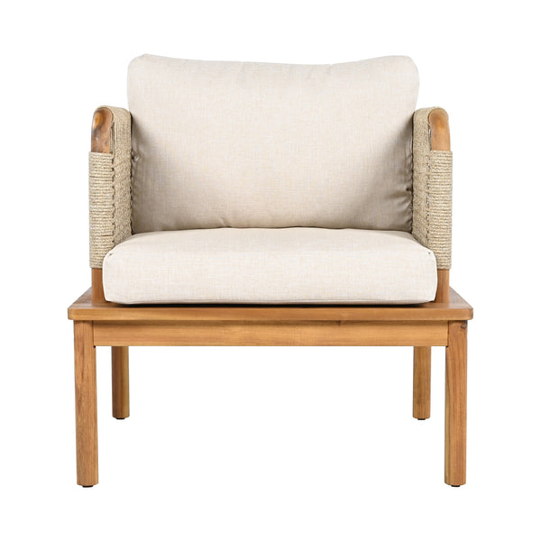 Outdoor 5-Piece Acacia Wood and Rope Patio Sofa Set - product view
