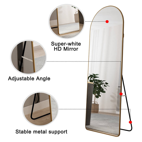 The 4th Generation Floor Mounted Full Length Mirror with Gold Frame - dimensions
