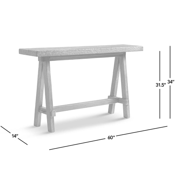 Hawthorne 60'' Solid Reclaimed Elm Trestle Console Table, Heritage Medium-Dark Brown - view 12
