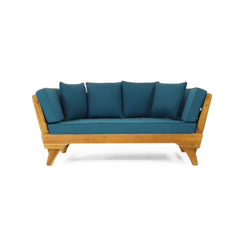 Outdoor Acacia Wood Expandable Daybed With Cushions - lifestyle photo