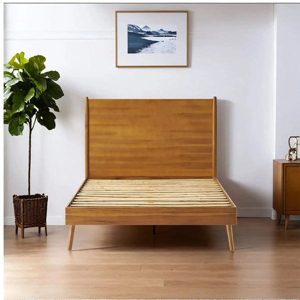 Okioki Mid-Century Wood Bed - front view