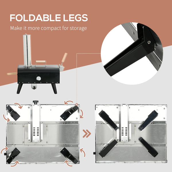 Outsunny Outdoor Pizza Oven with 12' Rotating Stone and Foldable Legs - dimensions