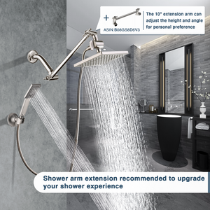 Dual Shower Head-Rain Shower Head with Handheld Shower Set, Diverter - view 13