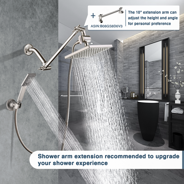 Dual Shower Head-Rain Shower Head with Handheld Shower Set, Diverter - view 13
