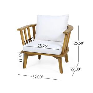 Patio Furniture Set, Outdoor Acacia Wood Patio Club Chair With Table - close-up