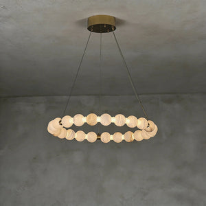 Alabaster Beaded Ring Chandelier