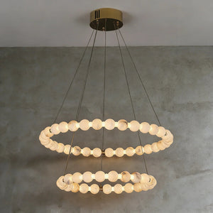 Alabaster Beaded Ring Chandelier