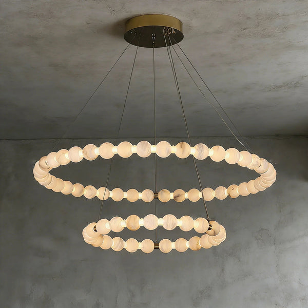 Alabaster Beaded Ring Chandelier