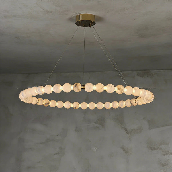 Alabaster Beaded Ring Chandelier