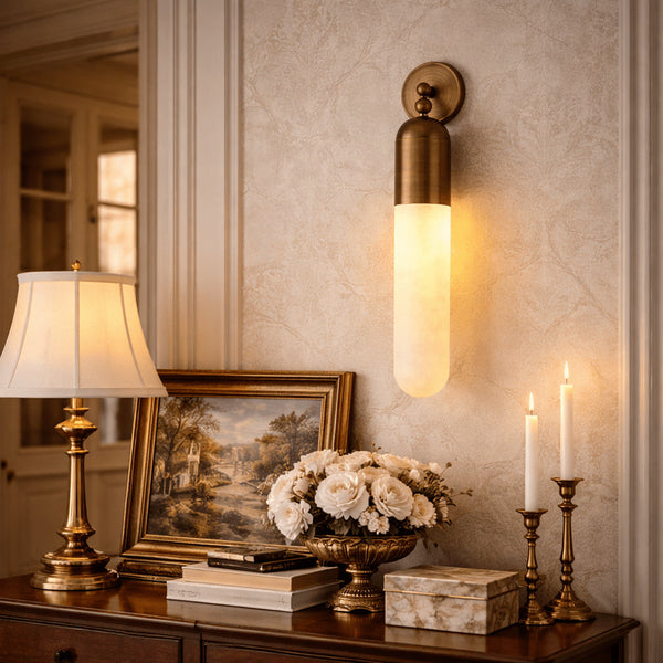 Alabaster Tube Wall Sconce