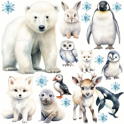Arctic Animal Friends Nursery Decals – Watercolor Boy's Room