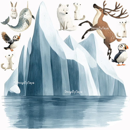 Arctic Animal Friends Nursery Decals – Watercolor Boy's Room