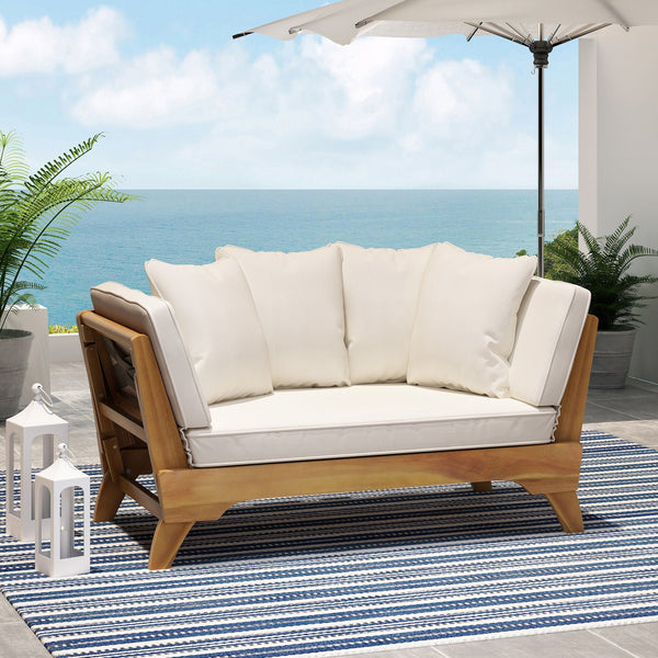 Outdoor Acacia Wood Expandable Daybed With Cushions - view 12