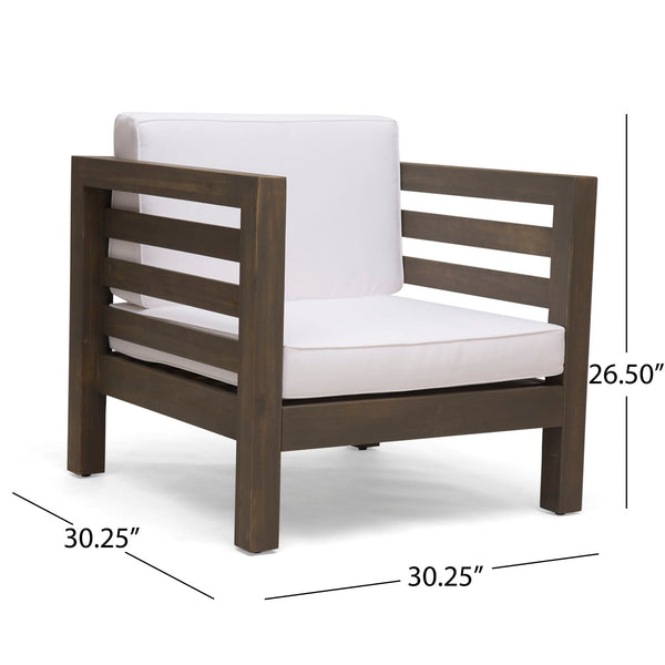 Outdoor Acacia Wood Patio Chair With Fabric Cushion - view 14