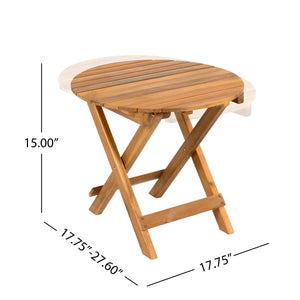 Patio Conversation Set with Foldable Acacia Wood Side Table and Cushions - detail view