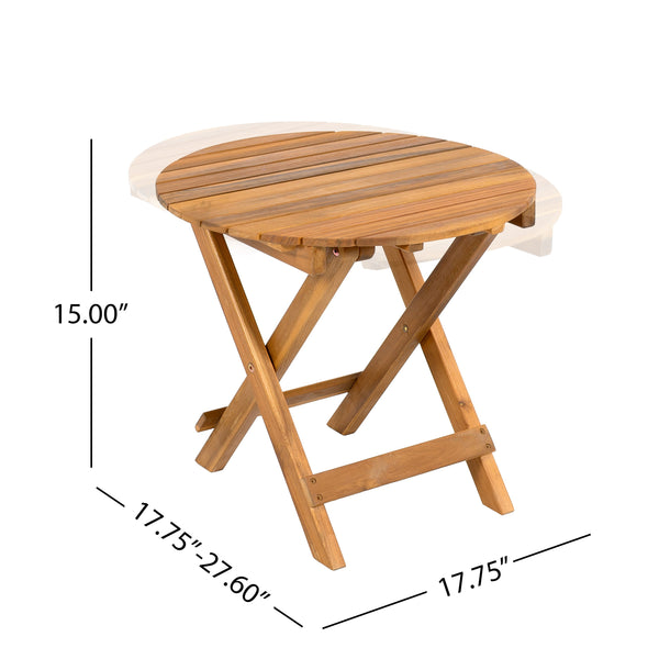 Patio Conversation Set with Foldable Acacia Wood Side Table and Cushions - detail view