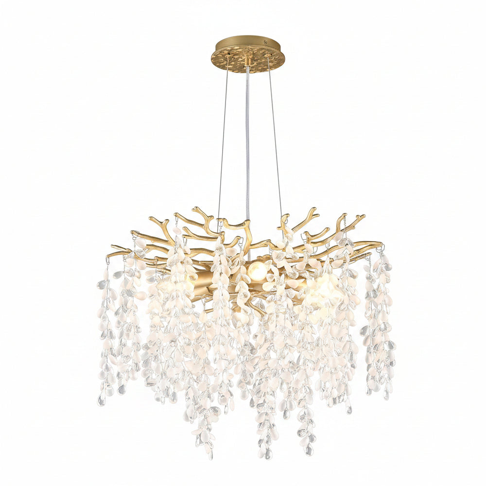 6-Light Chandelier Crystal Ceiling Lamp in Gold