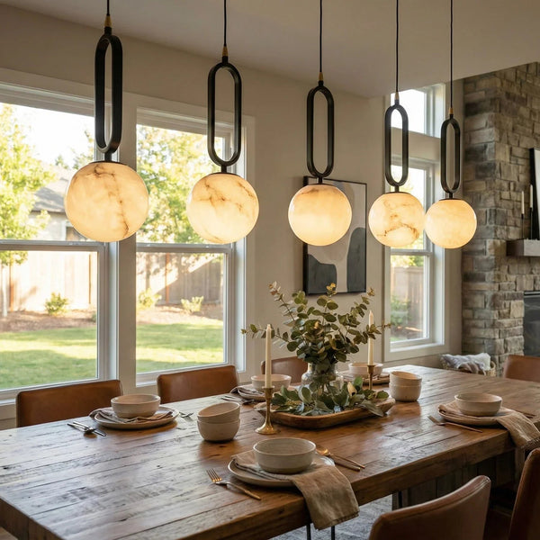 Ball Alabaster Oval Ring Pendant Lamp