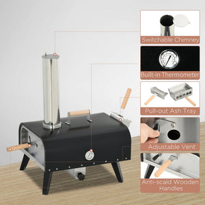 Outsunny Outdoor Pizza Oven with 12' Rotating Stone and Foldable Legs - close-up