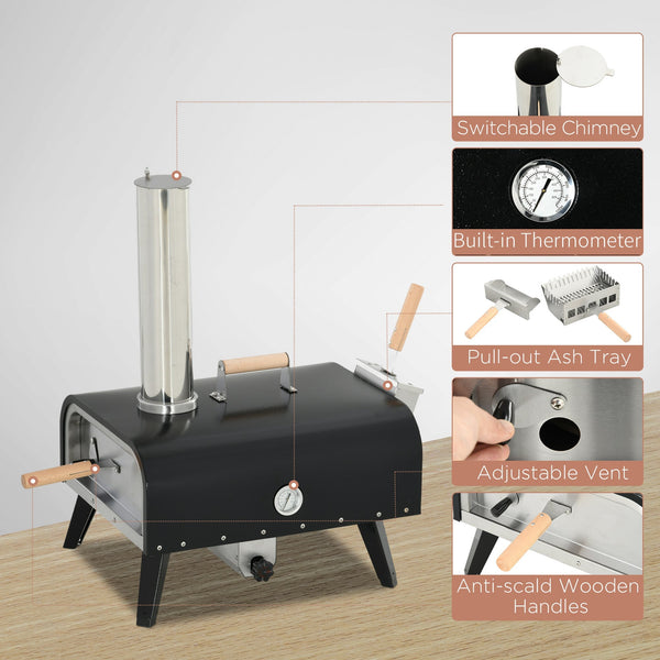 Outsunny Outdoor Pizza Oven with 12' Rotating Stone and Foldable Legs - close-up