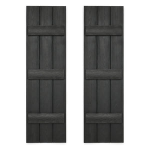 Faux Wood Board and Batten Exterior Shutters - Polyurethane - Set of 2